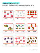 Even & Odd numbers 1st grade worksheet